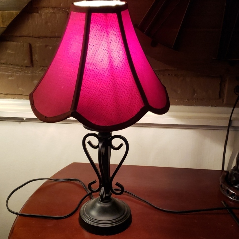 Small Metal Lamp with red Shade